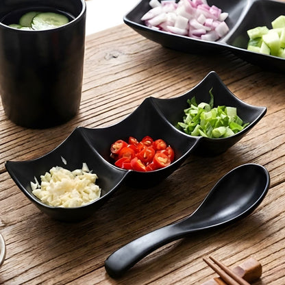 3 Compartment Sauce Dipping Dish BPA Free — Ketchup Chutney Mayo Tray for Desi Food, BBQ & Iftar