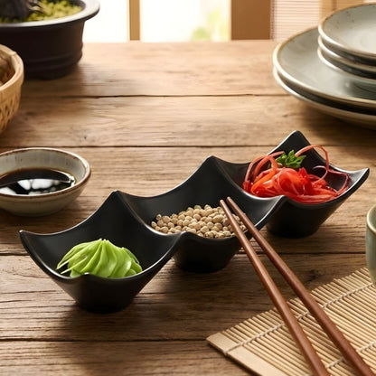 3 Compartment Sauce Dipping Dish BPA Free — Ketchup Chutney Mayo Tray for Desi Food, BBQ & Iftar