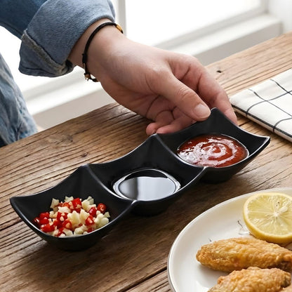 3 Compartment Sauce Dipping Dish BPA Free — Ketchup Chutney Mayo Tray for Desi Food, BBQ & Iftar