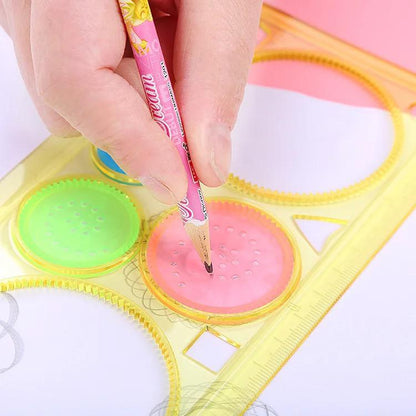 Colorful Plastic Drawing Stencil Kit for Kids — Geometry Rulers & Graphic Templates for School Projects DIY Crafts