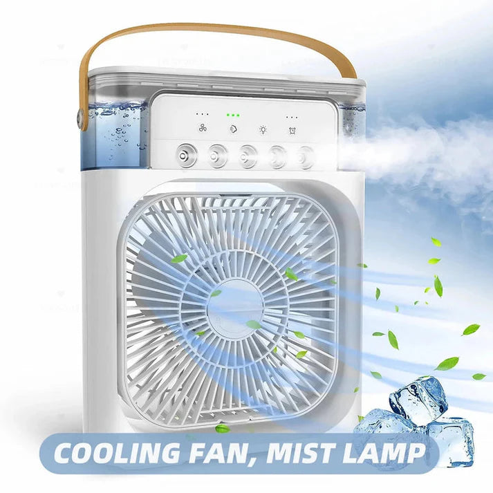 11 Inch Portable Mist Fan USB Electric — LED Night Light Water Mist Humidifier Function (Random Color)