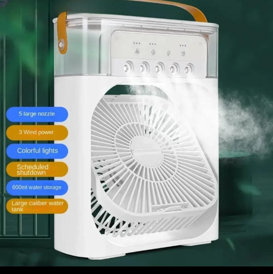 11 Inch Portable Mist Fan USB Electric — LED Night Light Water Mist Humidifier Function (Random Color)