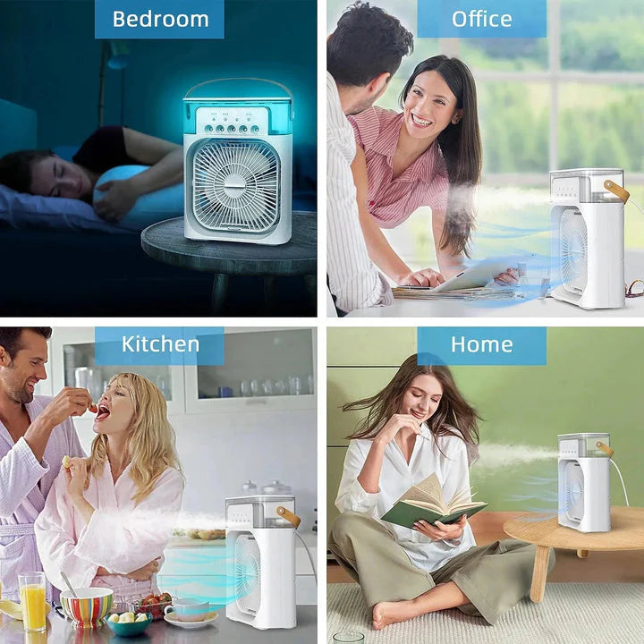 11 Inch Portable Mist Fan USB Electric — LED Night Light Water Mist Humidifier Function (Random Color)