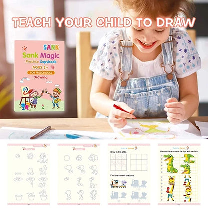 Sank Magic Practice Copybook Set — 4 Books + 10 Refills + Magic Pen | Handwriting Learning Kit for Kids