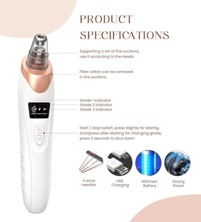 5 in 1 Blackhead Remover Vacuum Suction Device — Deep Pore Cleansing Acne Remover for All Skin Types