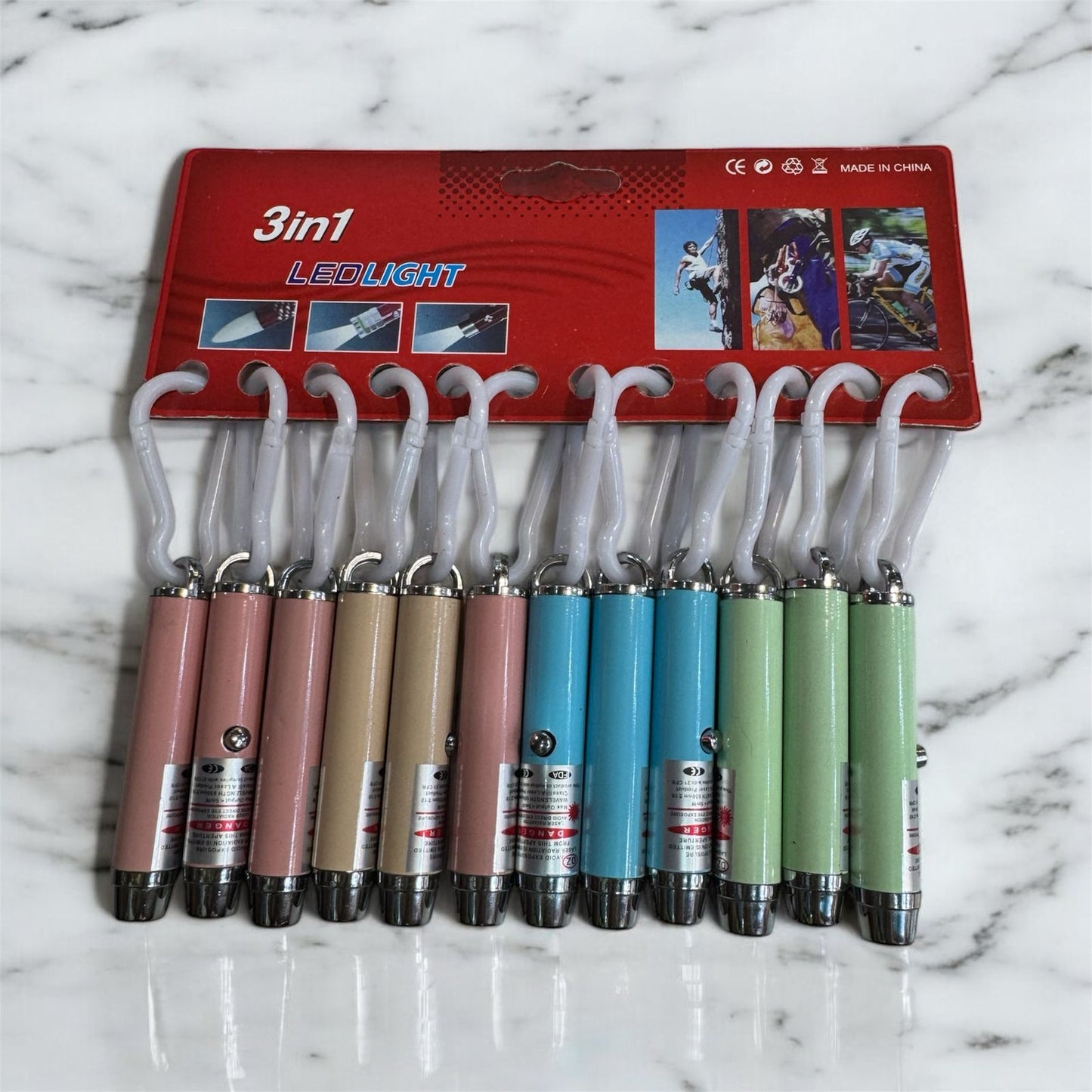 3 in 1 Laser Light Full Range Set Pack of 12 — Laser Pointer Flashlight Multi Function Compact Portable