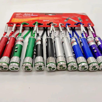 3 in 1 Laser Light Full Range Set Pack of 12 — Laser Pointer Flashlight Multi Function Compact Portable