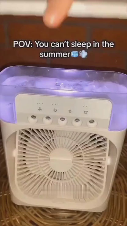 11 Inch Portable Mist Fan USB Electric — LED Night Light Water Mist Humidifier Function (Random Color)
