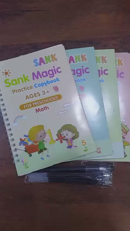 Sank Magic Practice Copybook Set — 4 Books + 10 Refills + Magic Pen | Handwriting Learning Kit for Kids