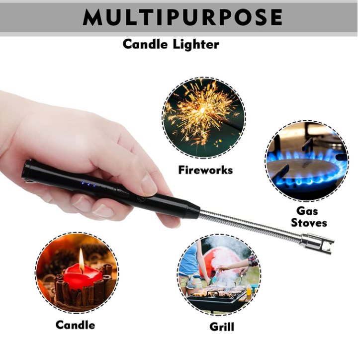 Electric Arc Lighter Rechargeable USB — Windproof Waterproof 360° Flexible Neck (Random Colors) | Sajeel.pk